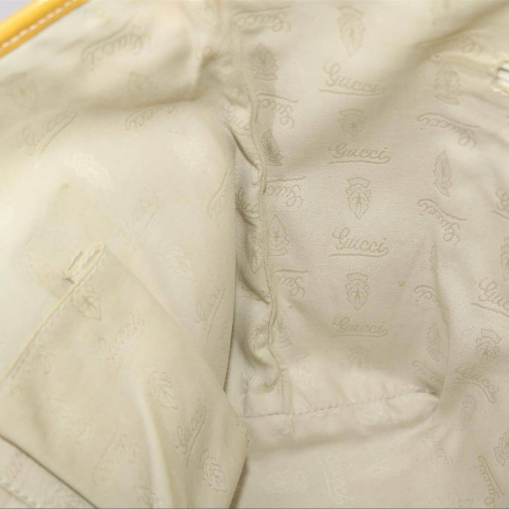 GUCCI GG Canvas Sherry Line Tote Bag Canvas Beige Yellow Khaki 211971 - Picture 14 of 16